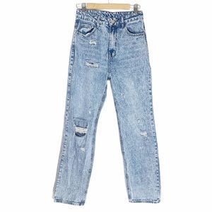 🎄 3/$15 SHEIN Distressed Acid Wash Straight Leg Jeans M